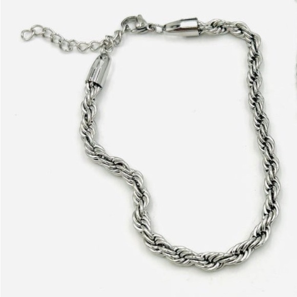 Water Resistant Silver Rope Chain Anklet *NEW* - Picture 1 of 5